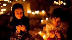 muslim children praying during shab e barat